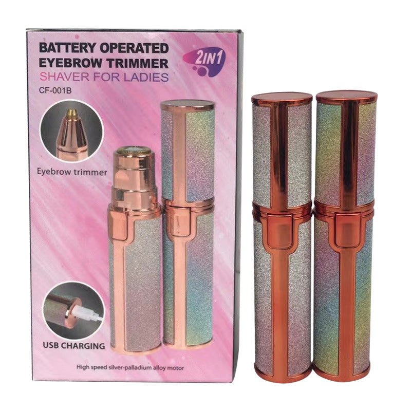 USB Rechargeable Eyebrow Trimmer - Portable Lipstick Shape Electric Shaver