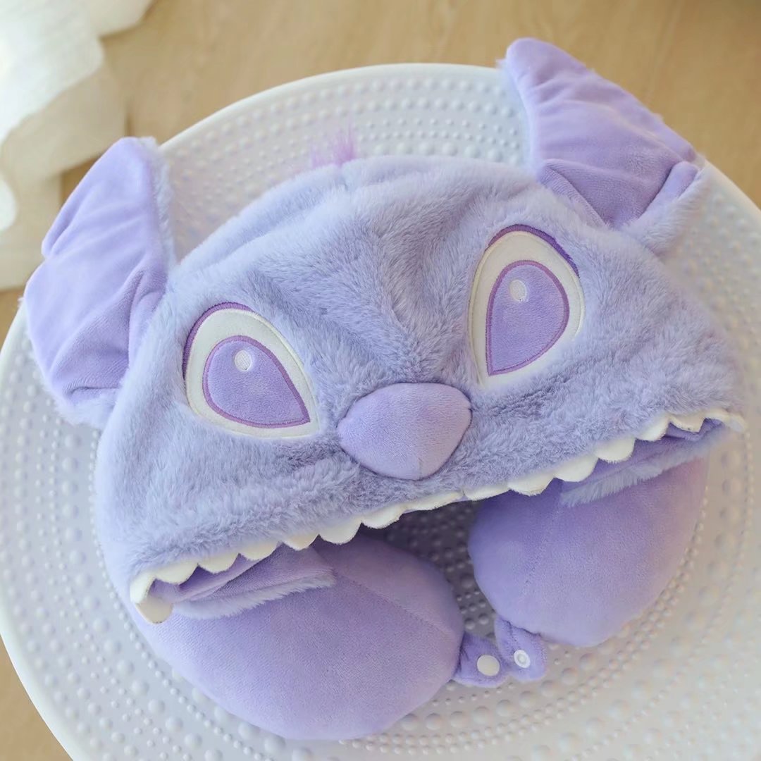 Cartoon Stitch Hooded U Shaped Neck Pillow Travel Plush Toy