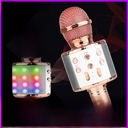Wireless Bluetooth Karaoke Microphone 858L LED Light Mic