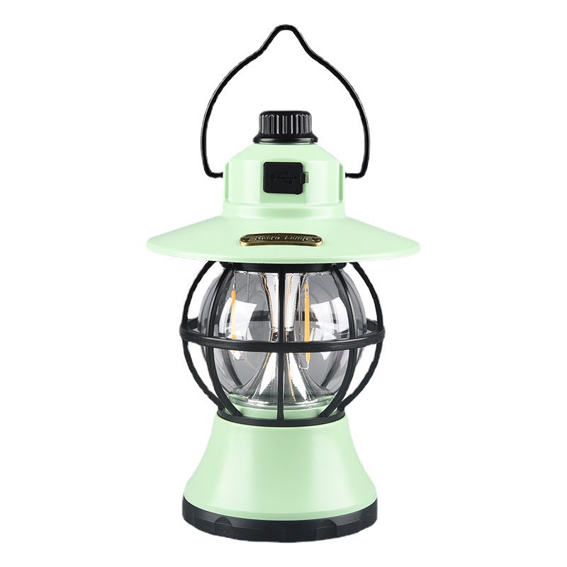 Retro USB Rechargeable LED Camping Lantern Outdoor Light