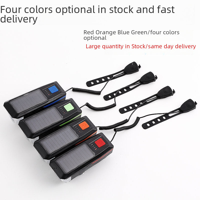 Solar USB Bike Light with Horn - Rechargeable Headlight