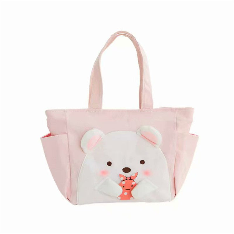 Cute Cat Lunch Box Bag Canvas Bento Tote for School and Work
