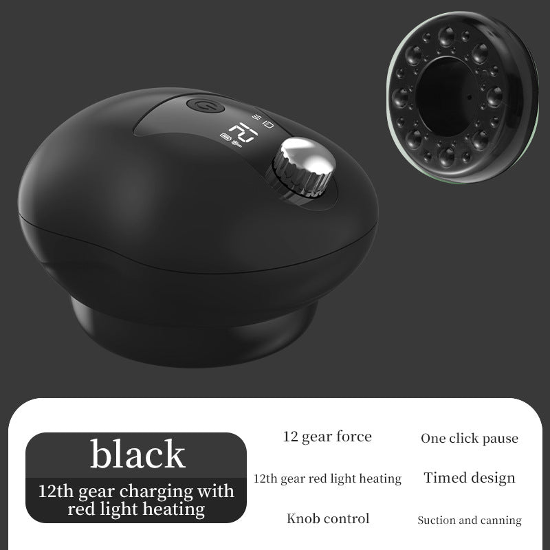 Electric Cupping Gua Sha Massager: Red Light Therapy, 12-Speed Suction, Rechargeable