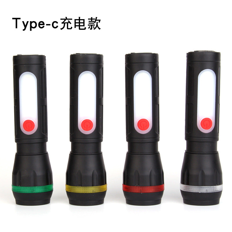 USB Rechargeable LED Flashlight Multi Function Camping Light