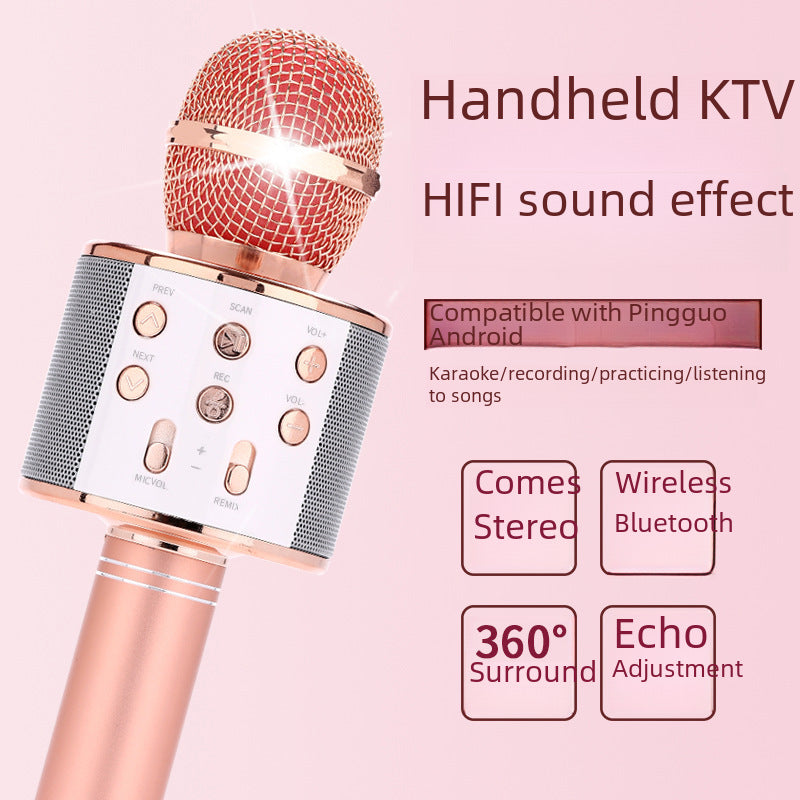 Wireless Bluetooth Karaoke Microphone Speaker for Kids Adults