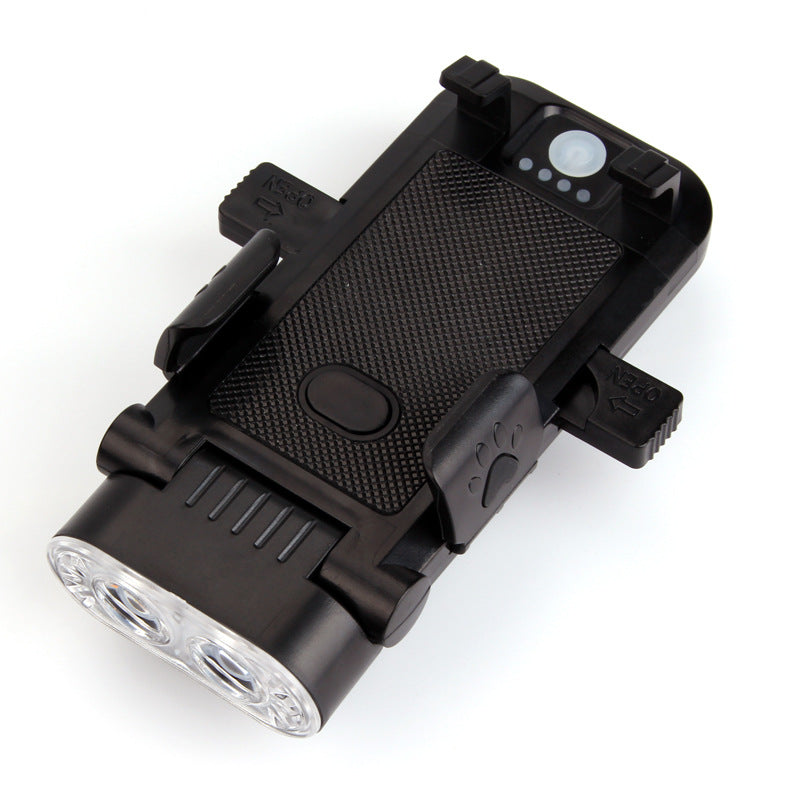Bike Phone Holder with Light - USB Power Bank & Horn 4-in-1