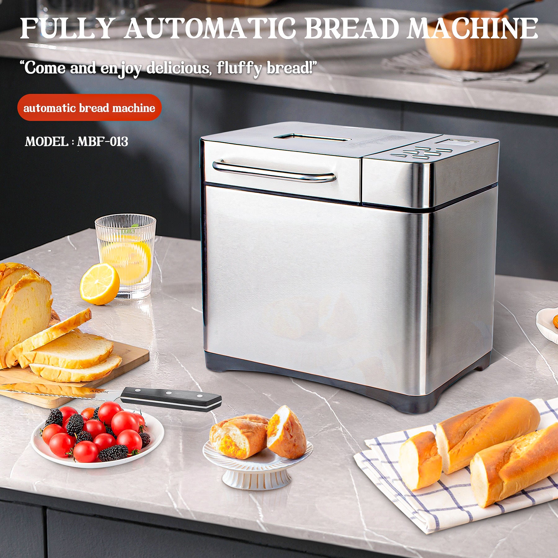 Cross-border new household bread machine, automatic intelligent dough fermenter, multi-functional small breakfast bread machine