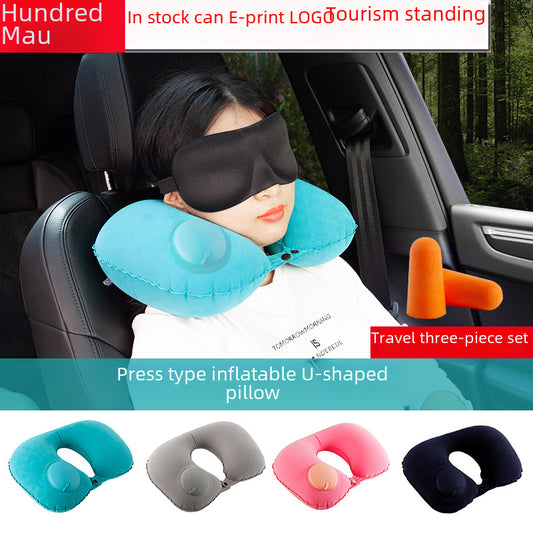 Inflatable Car Neck Pillow & Lumbar Support Set - U-Shaped