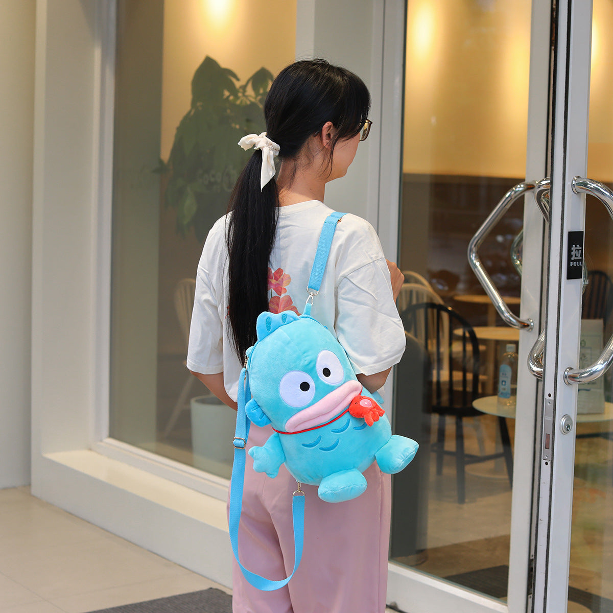 Blue Water Monster Plush Toy Backpack for Kids Outdoor Play