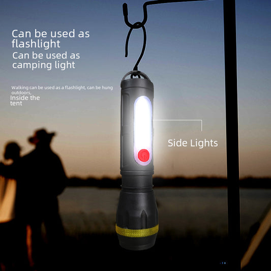USB Rechargeable LED Flashlight Multi Function Camping Light