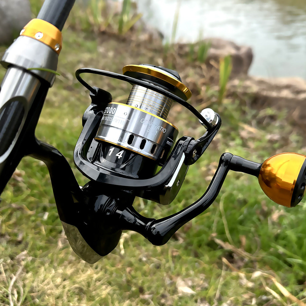 All-Metal Beveled Line Cup Spinning Fishing Reel – Smooth Fishing Reel for Sea & Rod Use