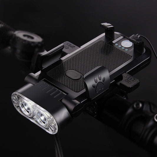 Bike Phone Holder with Light - USB Power Bank & Horn 4-in-1
