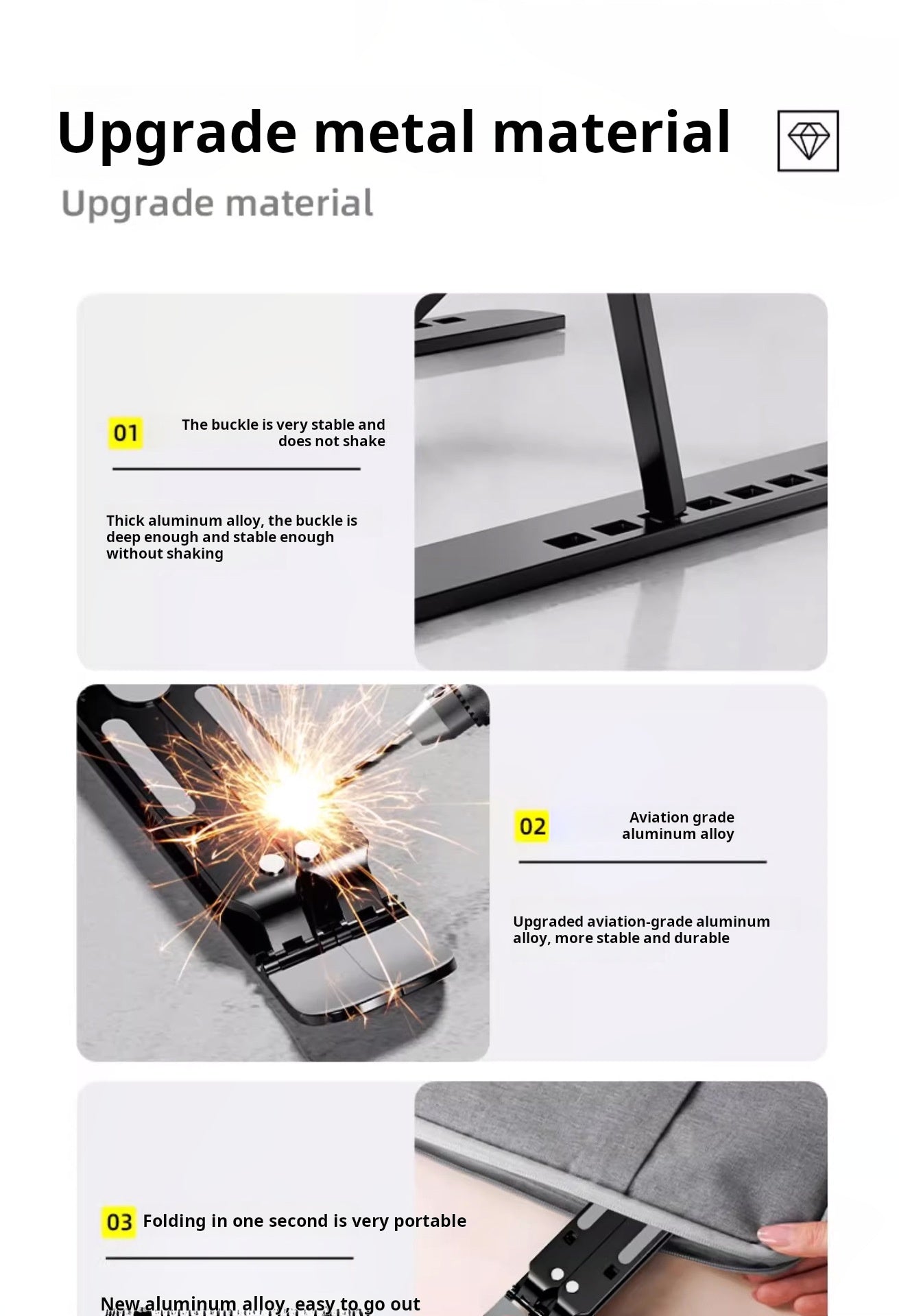 Aluminum Laptop Stand N3 - Adjustable Tablet Computer Holder