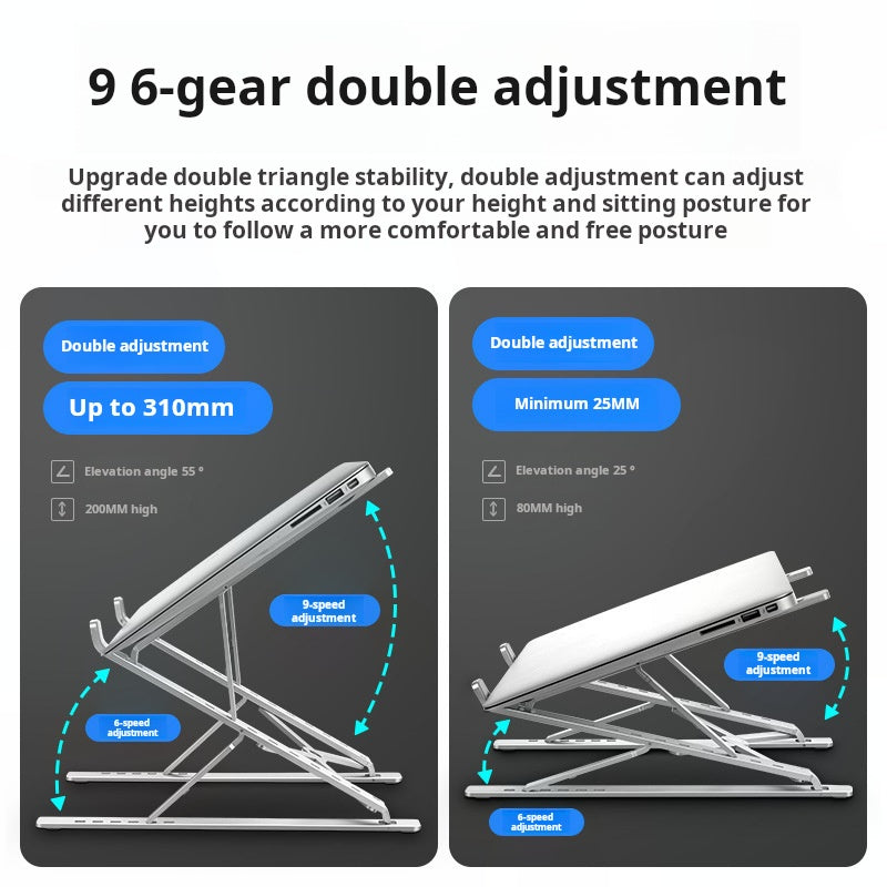 Aluminum Laptop Stand - Foldable Dual Layer Cooling Riser