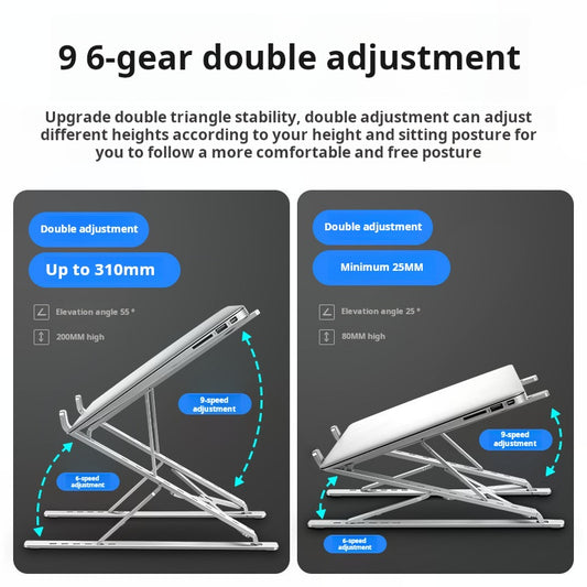 Aluminum Laptop Stand - Foldable Dual Layer Cooling Riser