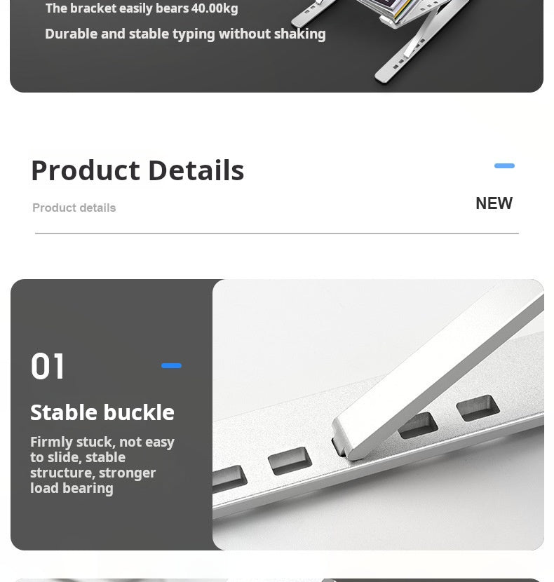 Aluminum Laptop Stand - Foldable Dual Layer Cooling Riser